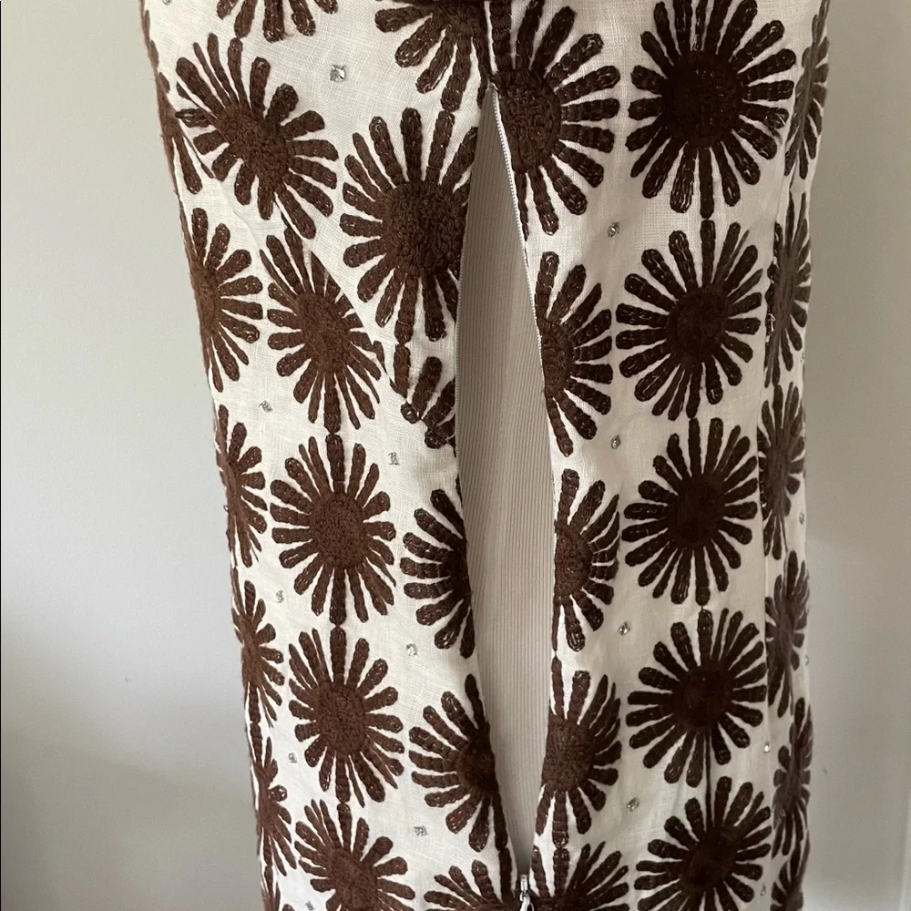 MILLY New York Rhinestone Embroidered Linen Blend Dress Size 4 - Picture 7 of 9